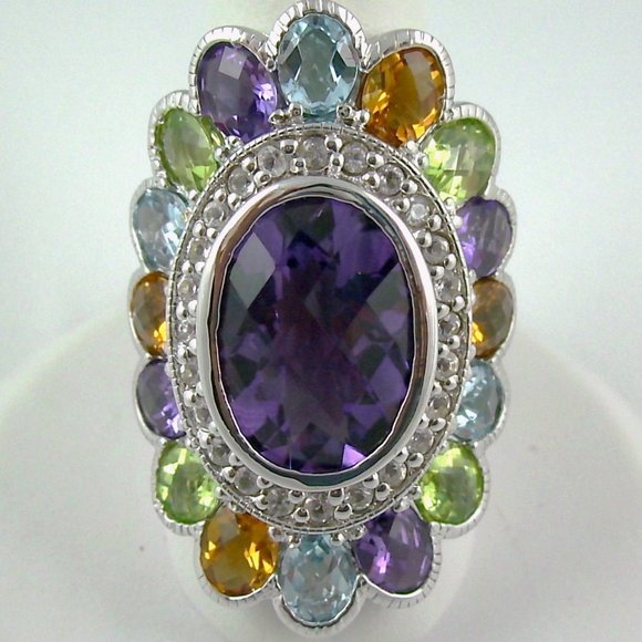 Sima K Jewelry - Sima K 9.66ct Amethyst & Multigem Oval Ring